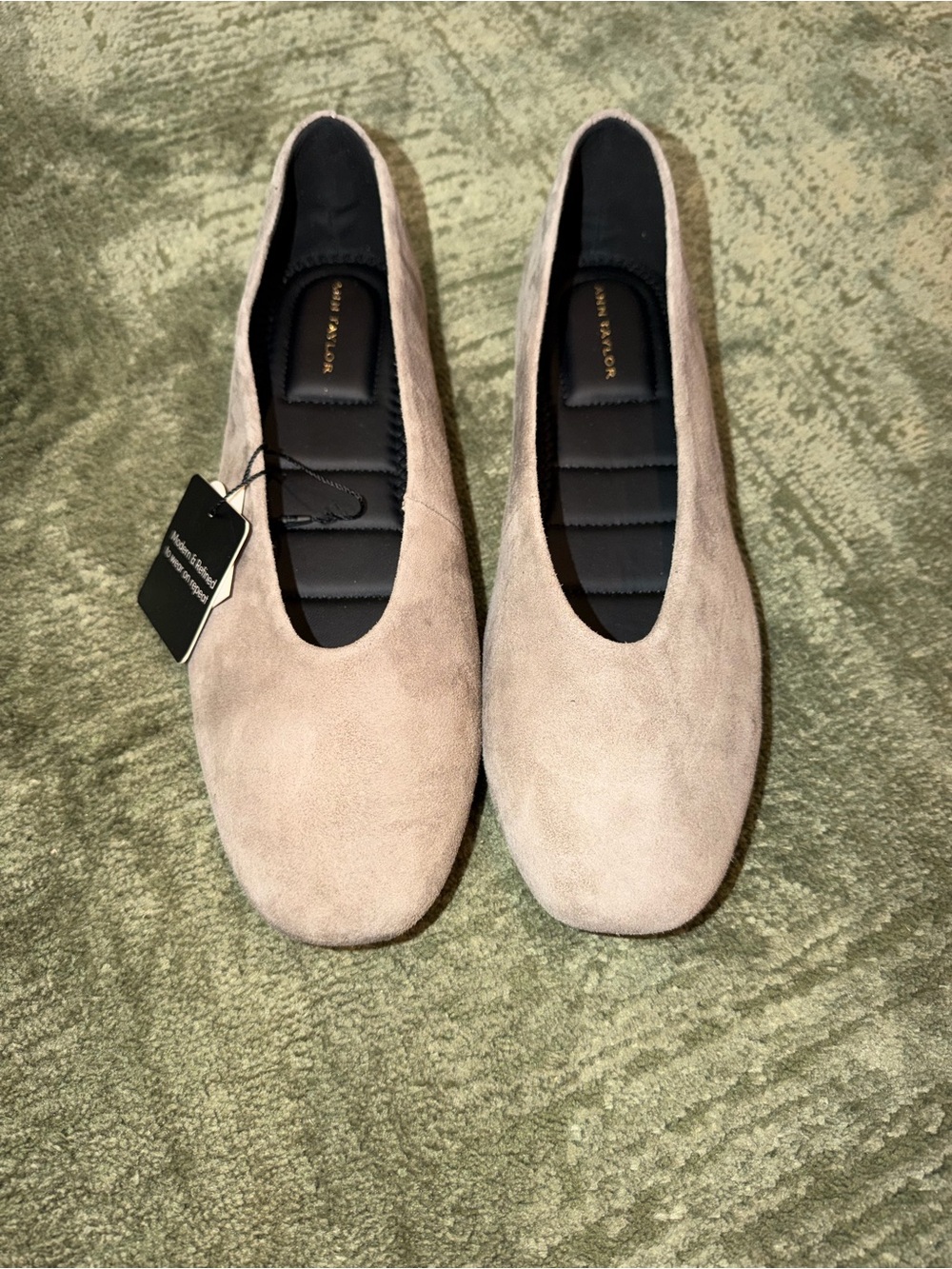 Ann Taylor Suede Ballet Flats in Taupe Beige NWT